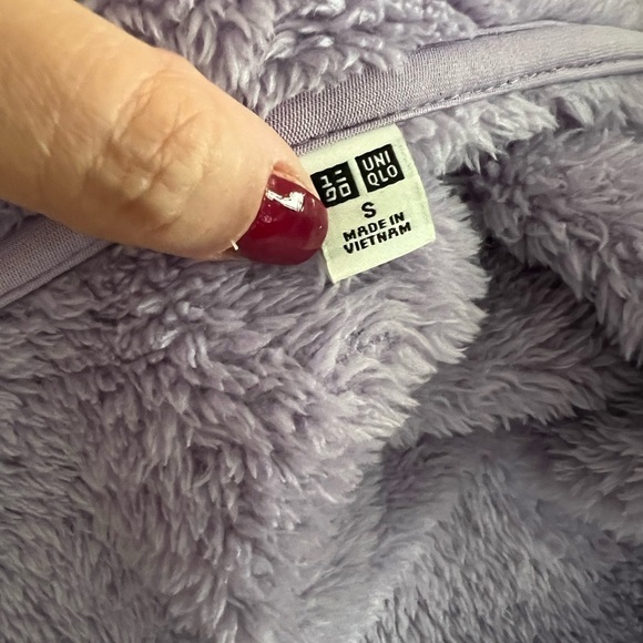 UNIQLO Fluffy Yarn Fleece Full-Zip Jacket Lilac Sz S - Picture 8 of 9